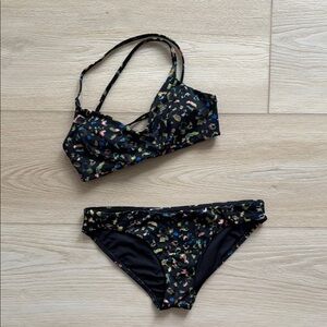 Athleta Black Multicolor Bikini Set